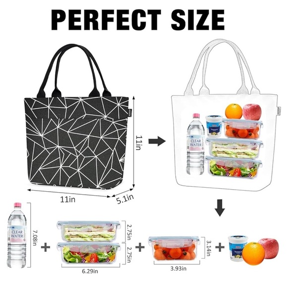 Chic Black Geometric Tote Bag - Picture 2 of 13